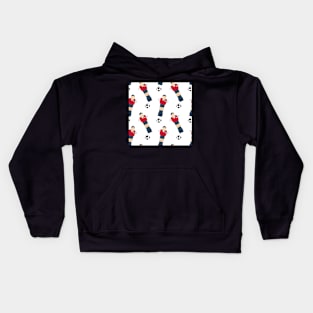 Pattern with old school table football players and ball Kids Hoodie